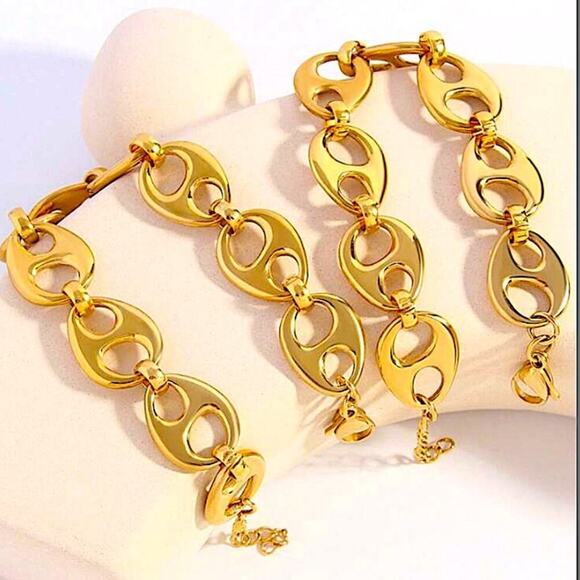 Gold 18K Mariner Pignose Chain Link Bracelet - Picture 9 of 9